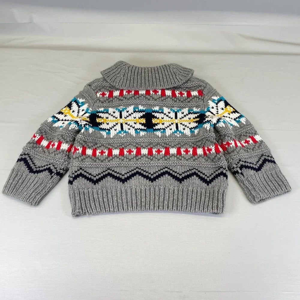 Gymboree Baby Boys 6-12 Months Gray Fair Isle Snowflake Knit Pullover Sweater
